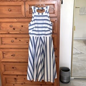 Eliza blue and white striped dress